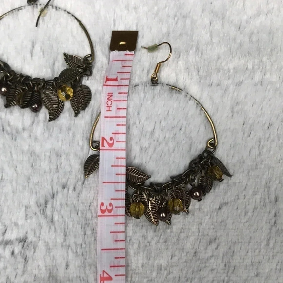 ✨ ADD $8 Faeriecore Fairy fae faerie forest fairy leaf green beaded hoops - Picture 5 of 5